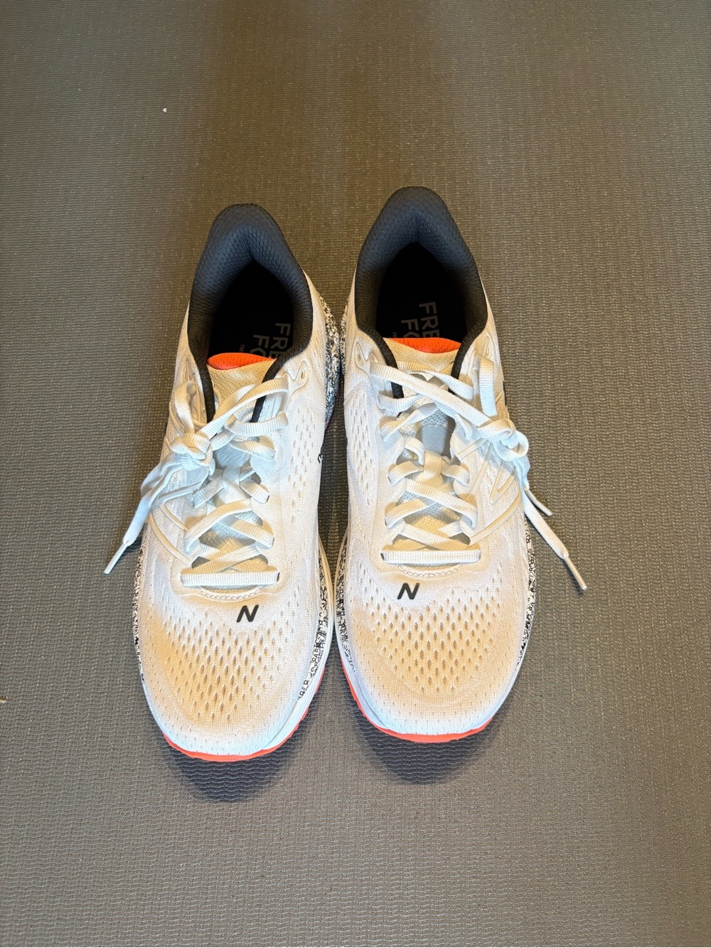 New Balance Men’s Fresh Foam 880V13- White Running Shoes with Orange Accent